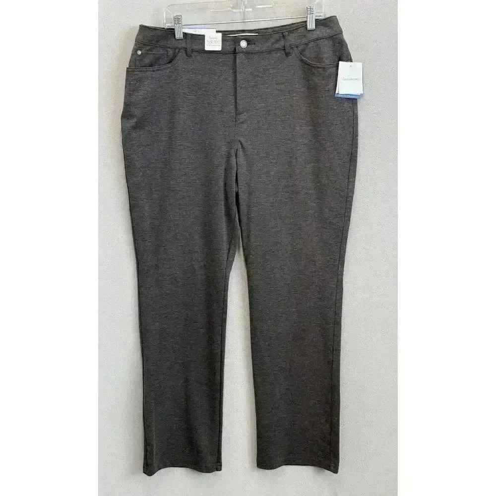 Croft Barrow Women's 16 Dark Gray Heather Classic‎ Fit Straight Leg Slack Pants